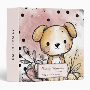 Whimsical Puppy Floral Watercolor Art (1) 3 Ring Binder