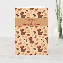 Whimsical Puppy Santa Gingerbread Christmas Card