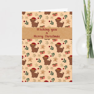 Whimsical Puppy Santa Gingerbread Christmas Card