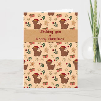 Whimsical Puppy Santa Gingerbread Christmas Card