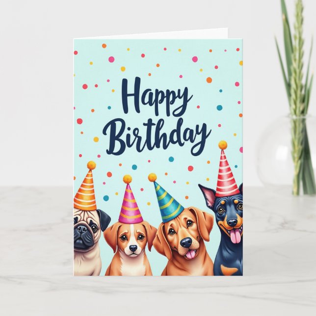 Whimsical Pups Birthday Card (Front)