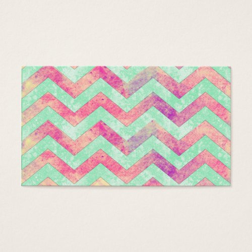 Whimsical Purple Abstract Mint Green Pink Chevron Business Card
