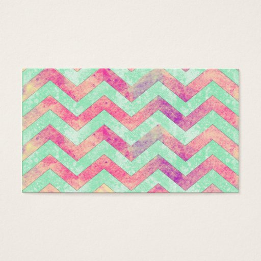 Customizable Whimsical Purple Abstract Mint Green Pink Chevron Business Card