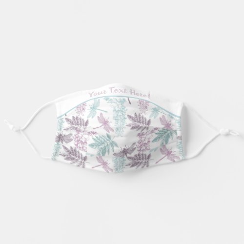 Whimsical Purple and Teal Blue Dragonfly Print Adult Cloth Face Mask