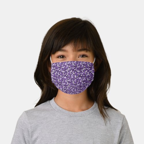 Whimsical Purple Black and White Polka Dots Style Kids Cloth Face Mask