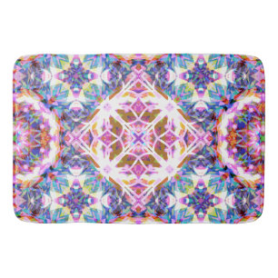 Whimsical Purple Blue Pink Colorful Pattern Bath Mat