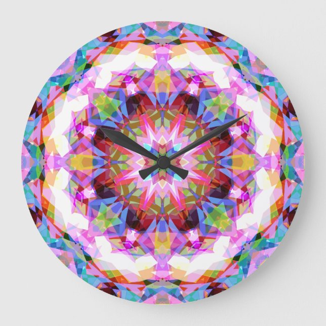 Whimsical Purple Blue Pink Colorful Pattern Large Clock (Front)