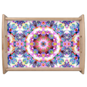 Whimsical Purple Blue Pink Colorful Pattern Serving Tray