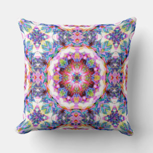 Whimsical Purple Blue Pink Colorful Pattern Throw Pillow