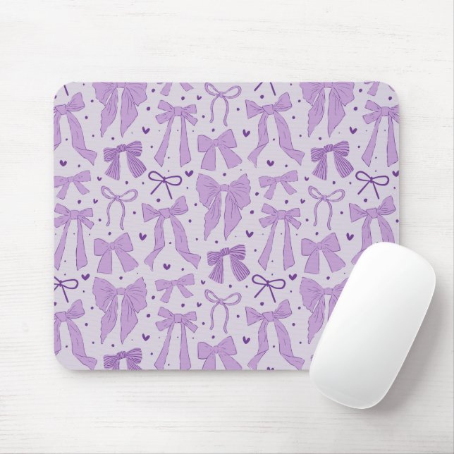 Whimsical Purple Bows Pattern Mouse Pad (With Mouse)