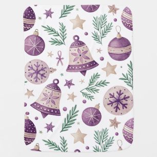 Whimsical Purple Christmas Baby Blanket