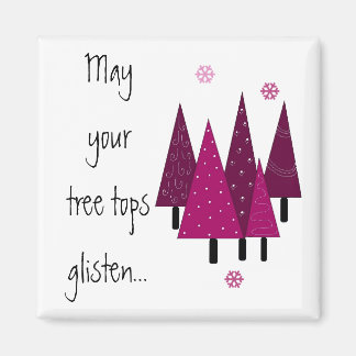 Whimsical Purple Christmas Trees Magnet