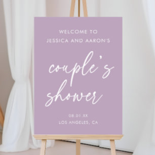 Whimsical Purple Couple's Shower Welcome Sign