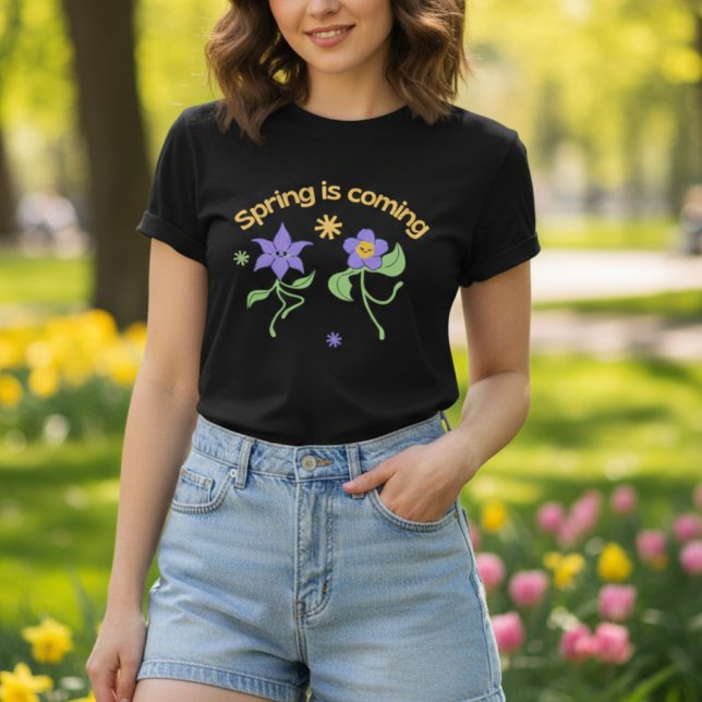 Whimsical Purple Dancing Flower | Spring is Coming T-Shirt (Creator Uploaded)