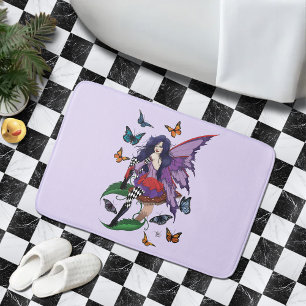Whimsical Purple Fairy Butterfly Fantasy Bath Mat
