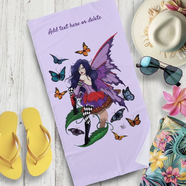 Whimsical Purple Fairy Butterfly Fantasy Beach Towel (Creator Uploaded)