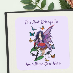Whimsical Purple Fairy Butterfly Fantasy Bookplate