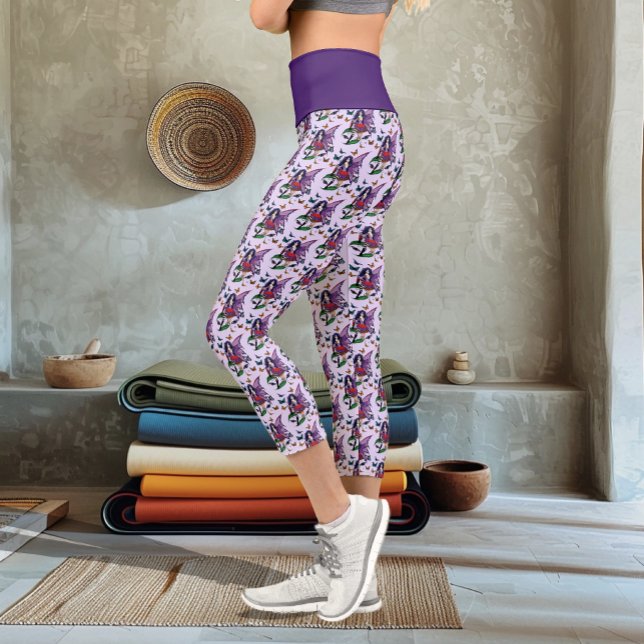 Whimsical Purple Fairy Butterfly Fantasy Capri Leggings (Creator Uploaded)