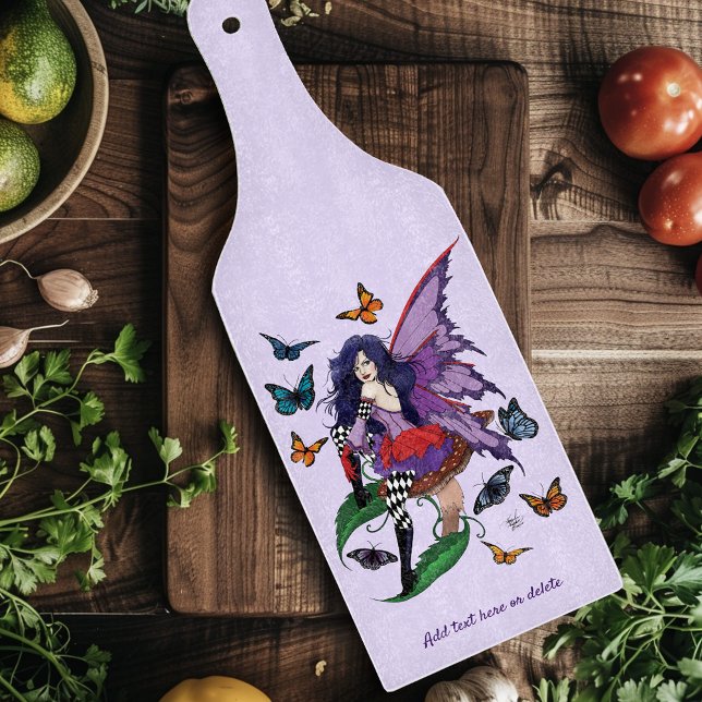 Whimsical Purple Fairy Butterfly Fantasy Cutting Board (Creator Uploaded)