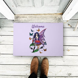 Whimsical Purple Fairy Butterfly Fantasy Doormat