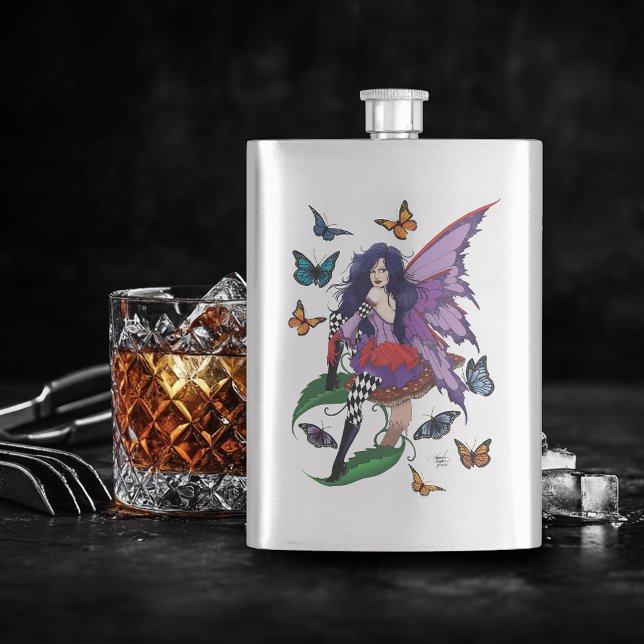 Whimsical Purple Fairy Butterfly Fantasy Flask (Creator Uploaded)