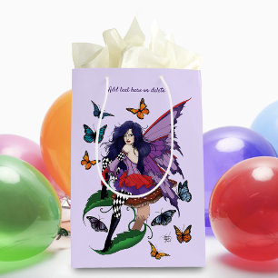 Whimsical Purple Fairy Butterfly Fantasy Medium Gift Bag
