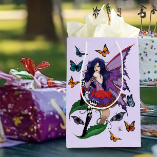 Whimsical Purple Fairy Butterfly Fantasy Medium Gift Bag