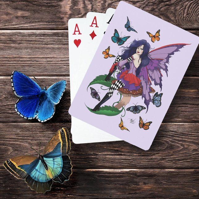 Whimsical Purple Fairy Butterfly Fantasy Poker Cards (Creator Uploaded)