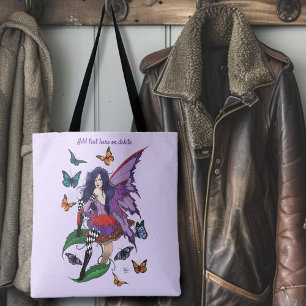 Whimsical Purple Fairy Butterfly Fantasy Tote Bag