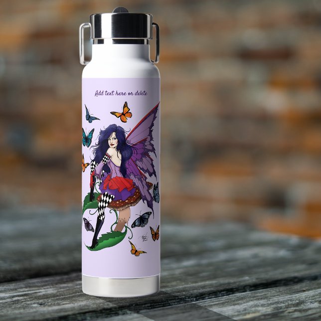 Whimsical Purple Fairy Butterfly Fantasy Water Bottle (Creator Uploaded)