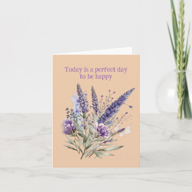 Whimsical Purple Floral Card for Nature Lovers (Front)