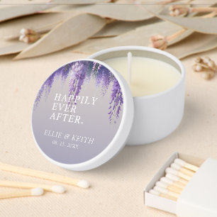 Whimsical Purple Floral Happily Ever After Wedding Mini Candle Favors