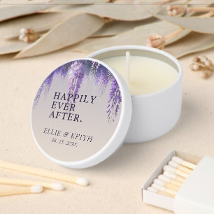 Whimsical Purple Floral Happily Ever After Wedding Mini Candle Favors