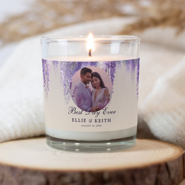 Whimsical Purple Floral Photo Scented Jar Candle (Creator Uploaded)