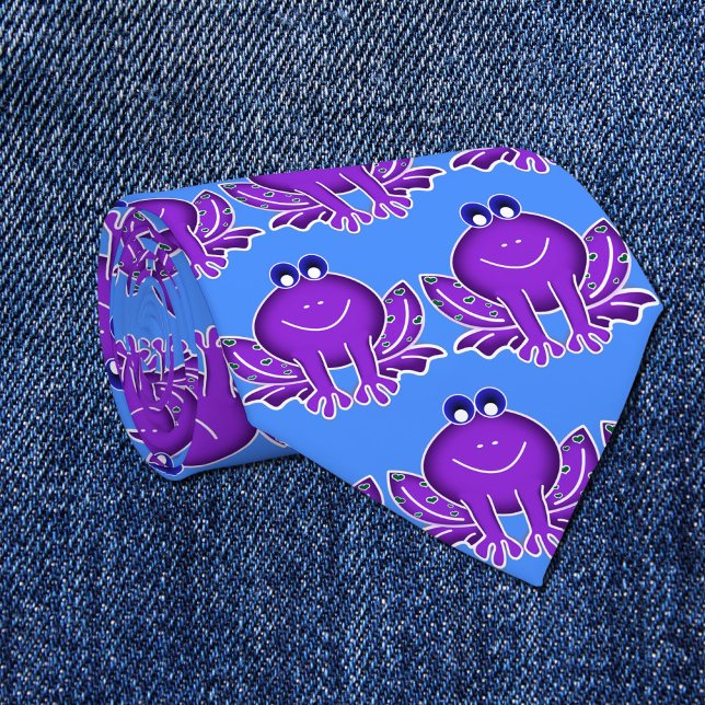 whimsical purple frog neck tie (Creator Uploaded)