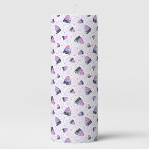 Whimsical Purple Halloween Cany Corn Pillar Candle