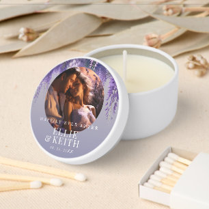 Whimsical Purple Happily Ever After Photo Wedding Mini Candle Favors
