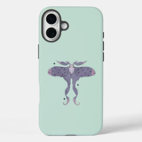 Whimsical Purple Moth with Star Sparkles iPhone 16 Plus Case