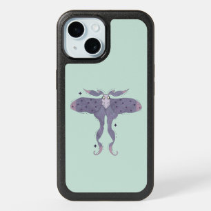 Whimsical Purple Moth with Star Sparkles iPhone 15 Case