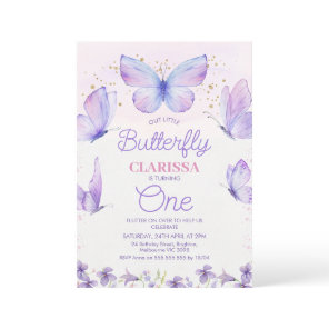 Whimsical Purple Our Little Butterfly 1st Birthday Invitation