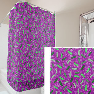 Whimsical Purple Pickles Colorful Shower Curtain