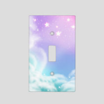 Whimsical Purple Pink Sparkle Clouds Cute Bedroom Light Switch Cover