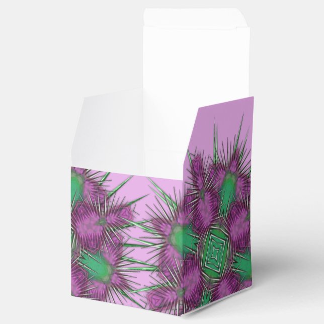 Whimsical Purple Scottish Thistle Floral Design Favor Boxes (Opened)
