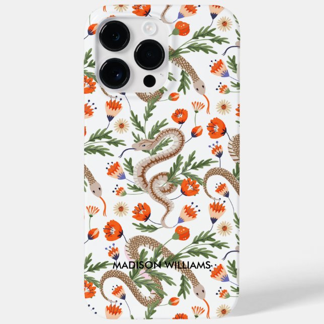 Whimsical Purple Snake & Botanical– Personalized  Case-Mate iPhone Case (Back)