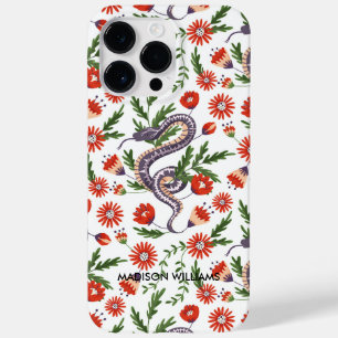 Whimsical Purple Snake & Botanical– Personalized  Case-Mate iPhone 14 Pro Max Case