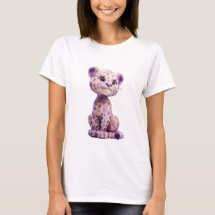Whimsical Purple Swirl Pattern Leopard Cub Women T-Shirt
