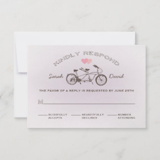 Whimsical Purple Tandem Bicycle RSVP Card