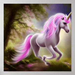 Whimsical Purple Unicorn on Poster