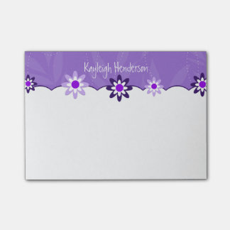 Whimsical Purple White Flowers Personalized Post-it® Notes