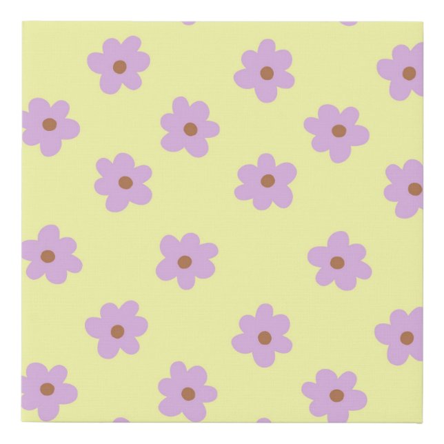 Whimsical Purple & Yellow Flower Retro Cheerful Faux Canvas Print (Front)